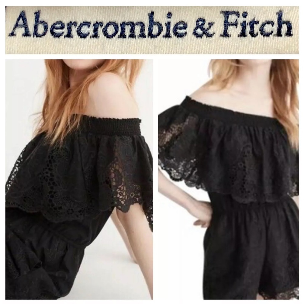 EUC Abercrombie & Fitch Y2K SEXY BLK Lace ROMANTIC BOHO RomperJu…